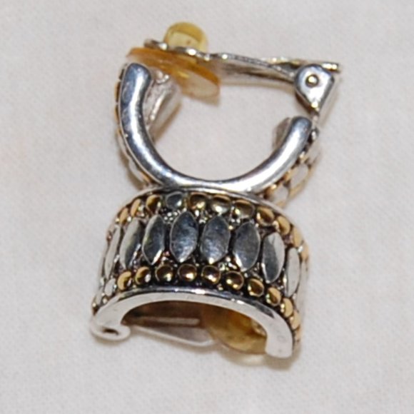 Small SiIver/Gold 1/2 Circle  Clip Earrings - Picture 7 of 11